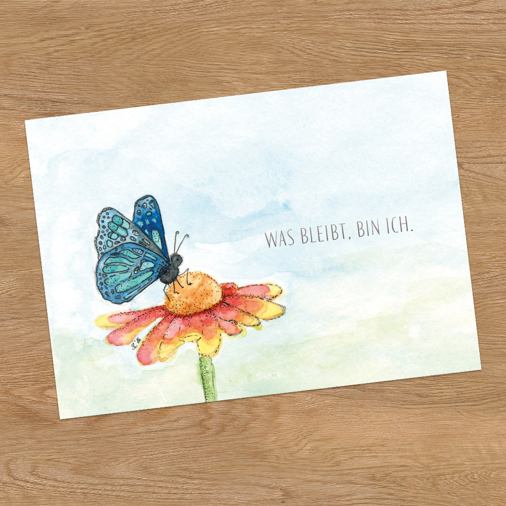 Künstler-Postkarte „Was bleibt, bin ich.“